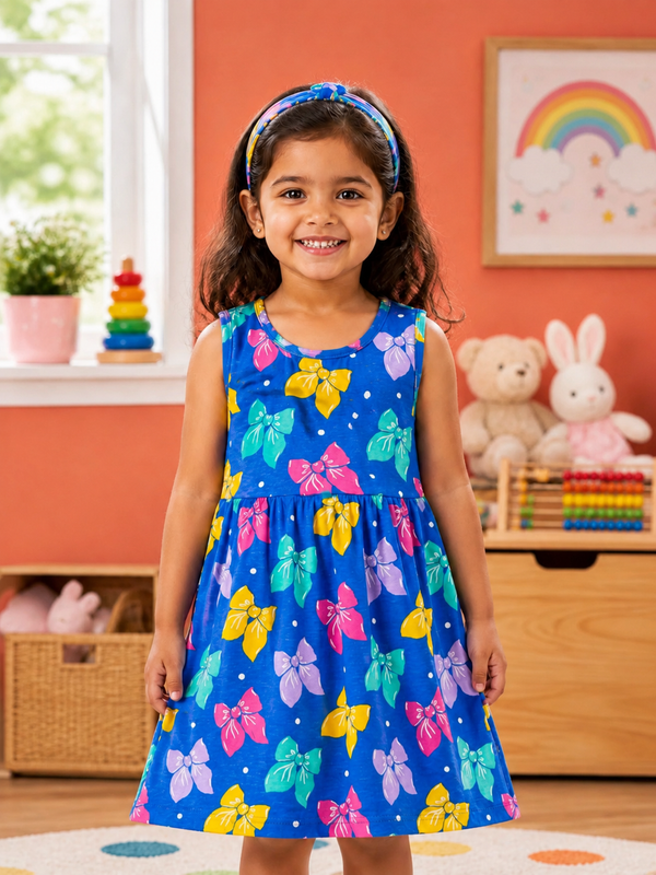 Girls Sleeveless Cotton Frocks