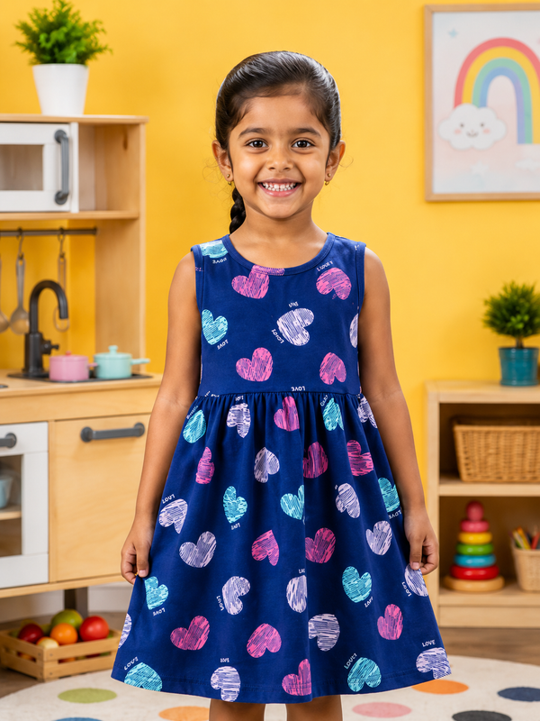 Girls Sleeveless Cotton Frocks