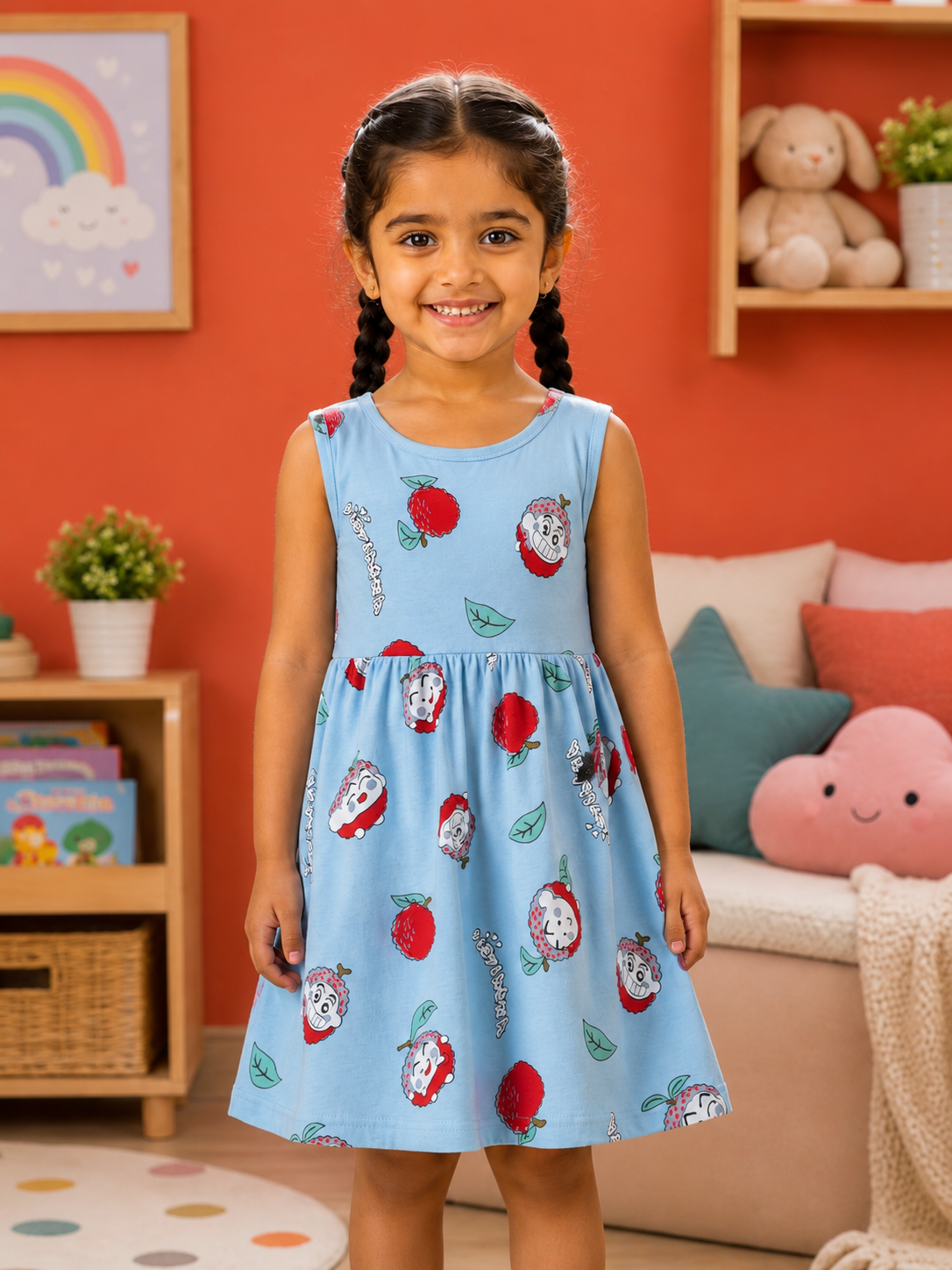 Girls Sleeveless Cotton Frocks