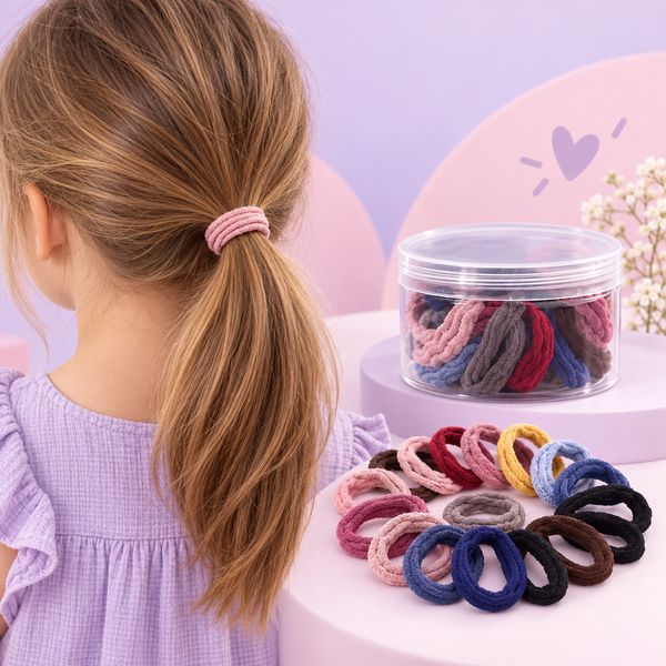 Soft Ruched Fabric Hair Ties – Assorted Pack of 20