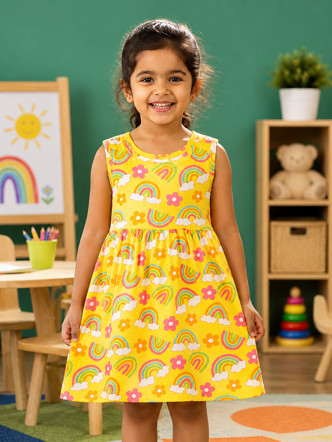 Girls Sleeveless Cotton Frocks