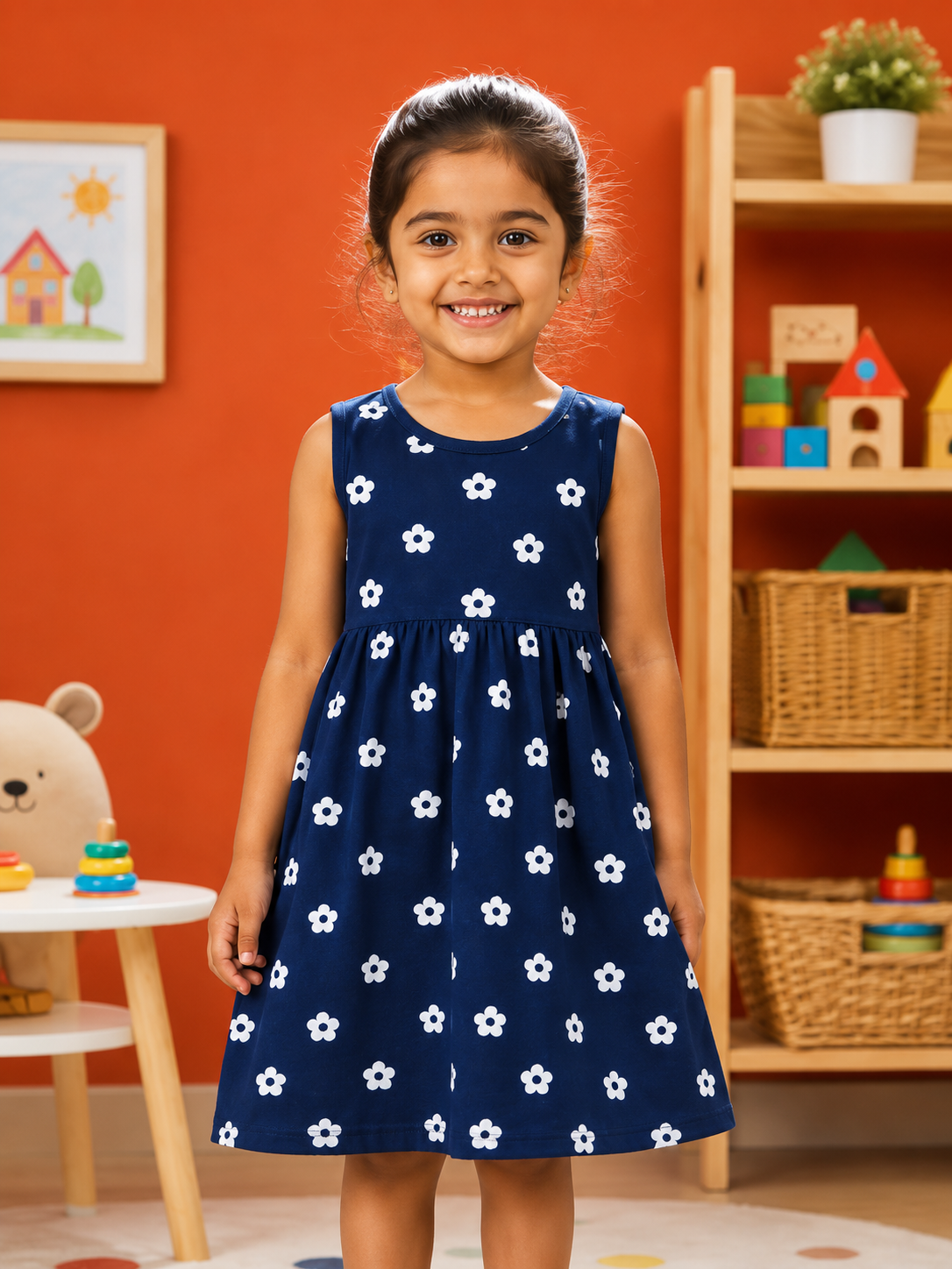 Girls Sleeveless Cotton Frocks