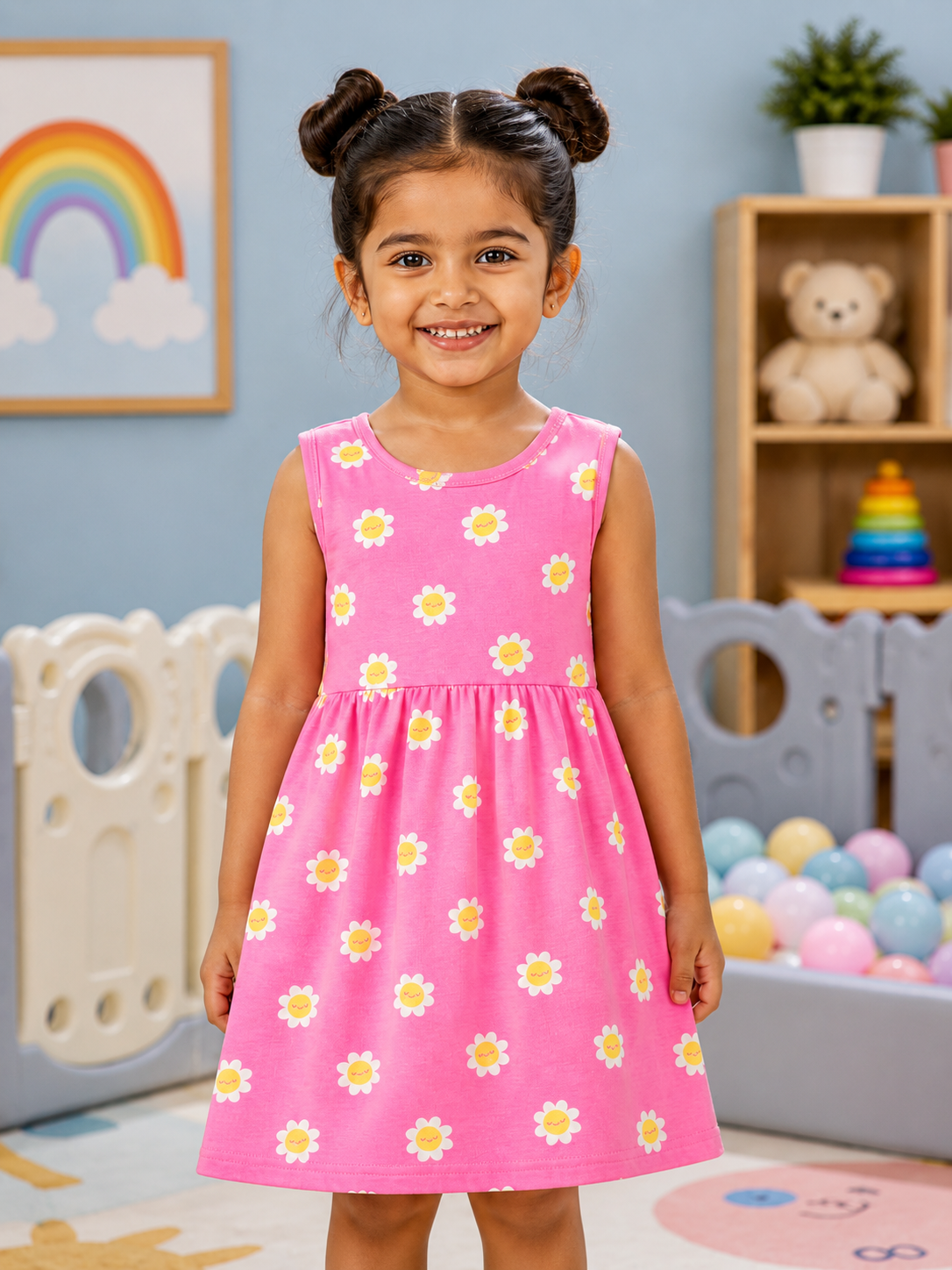 Girls Sleeveless Cotton Frocks