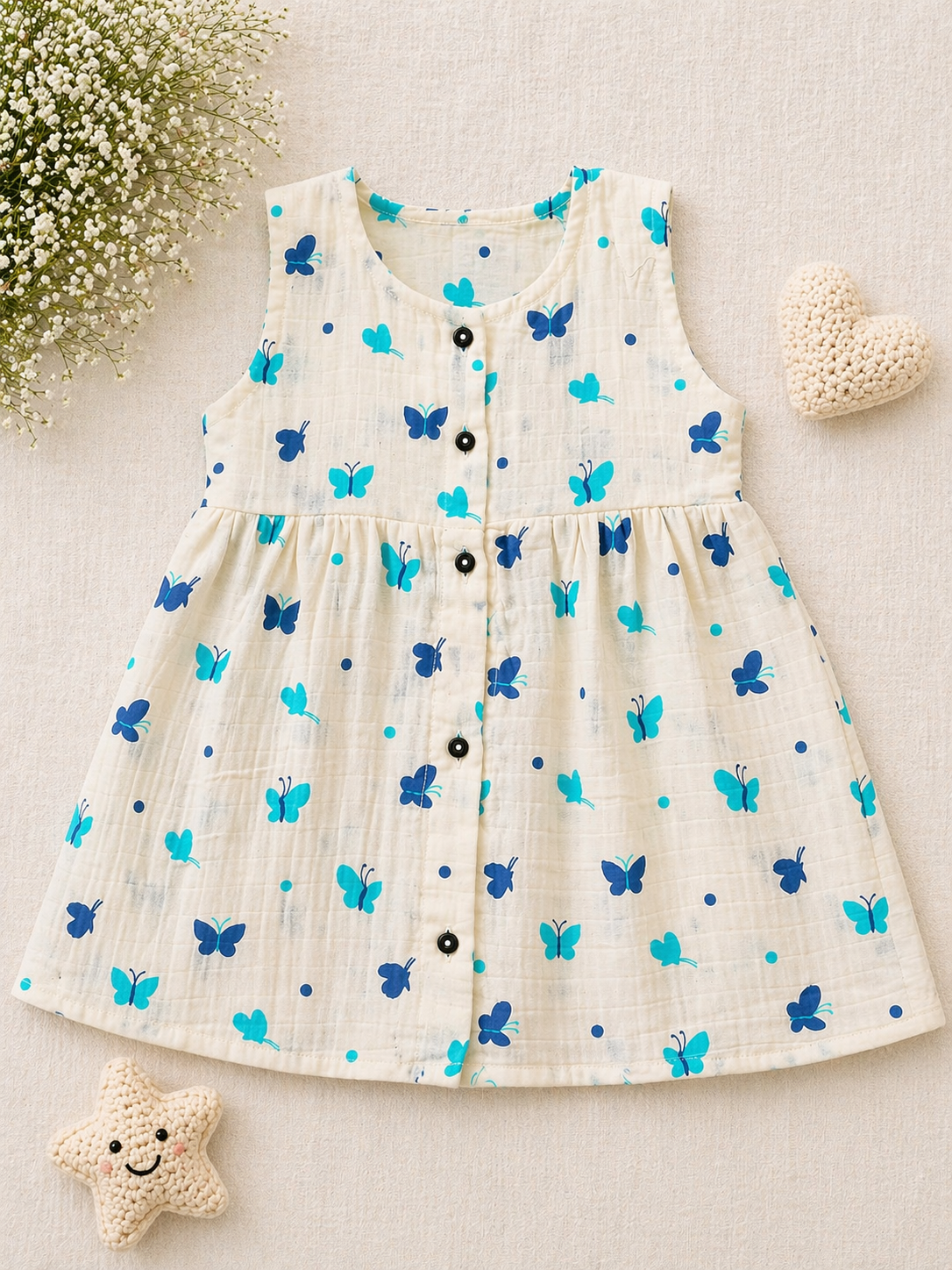 Butterfly Print Pure Muslin Frock