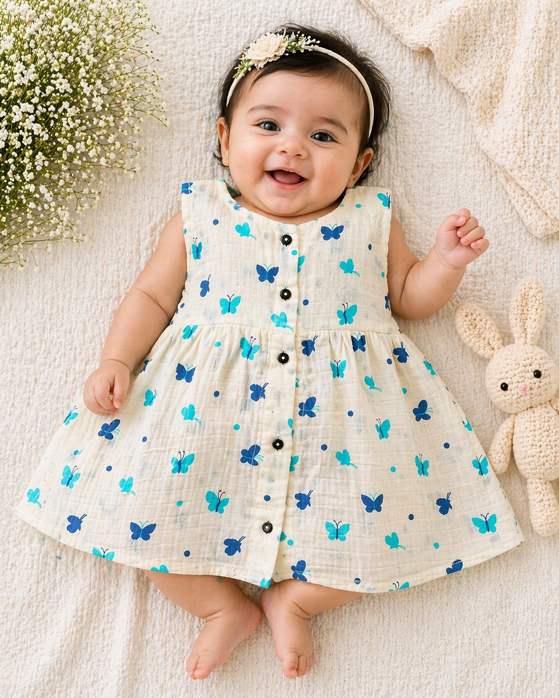 Butterfly Print Pure Muslin Frock