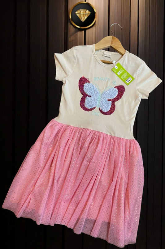 Girls Cotton Yoke Netted Frocks