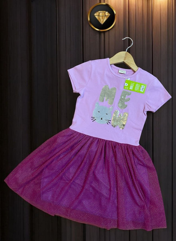 Girls Cotton Yoke Netted Frocks