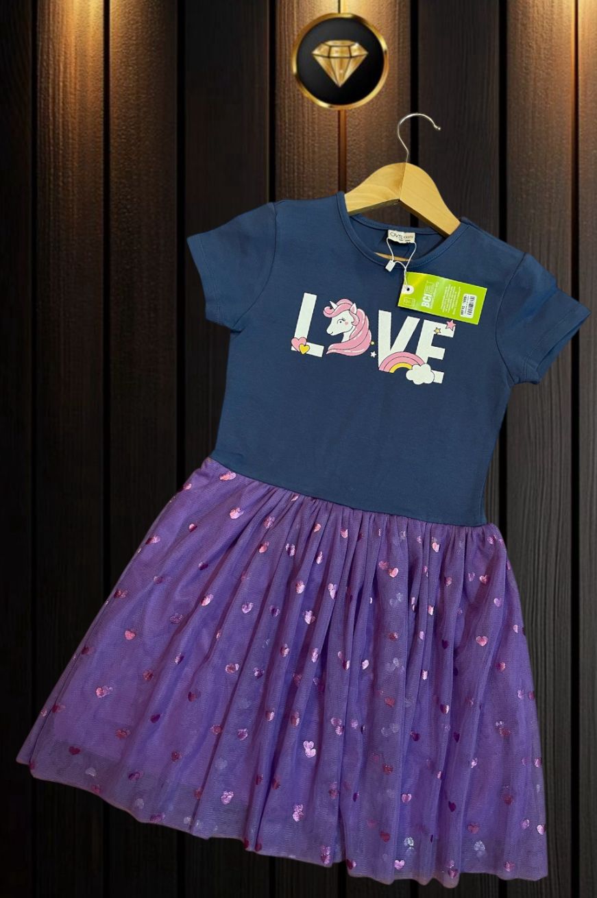 Girls Cotton Yoke Netted Frocks