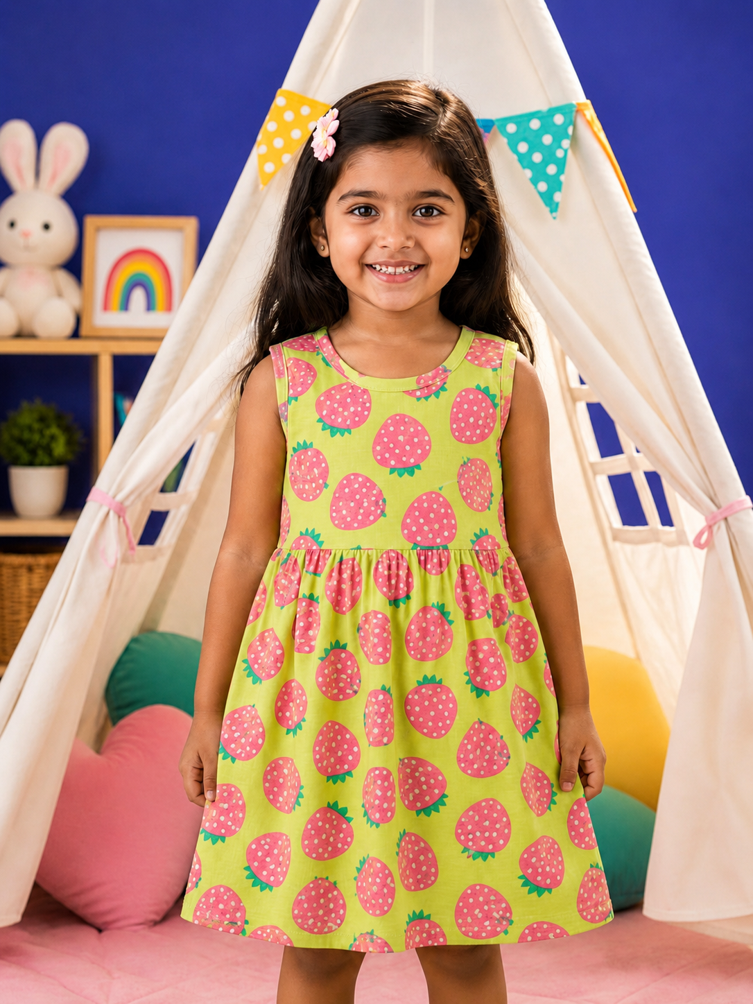 Girls Sleeveless Cotton Frocks
