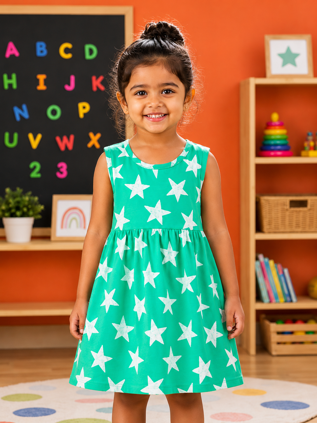 Girls Sleeveless Cotton Frocks