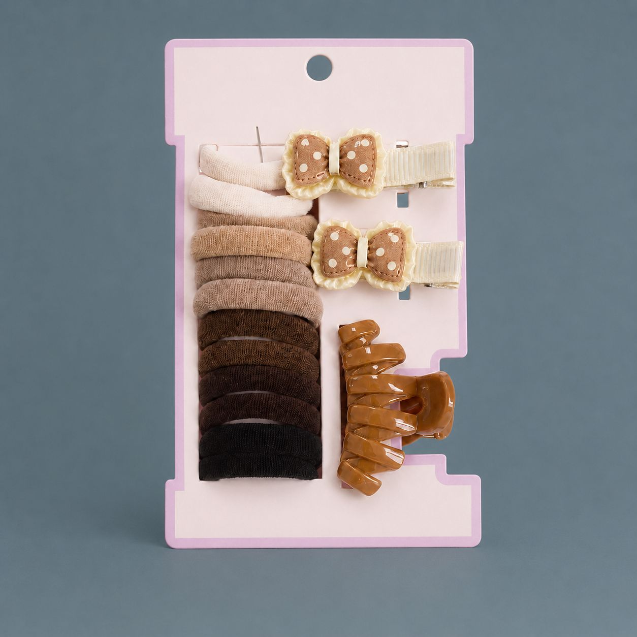 Caramel Polka Bow Set