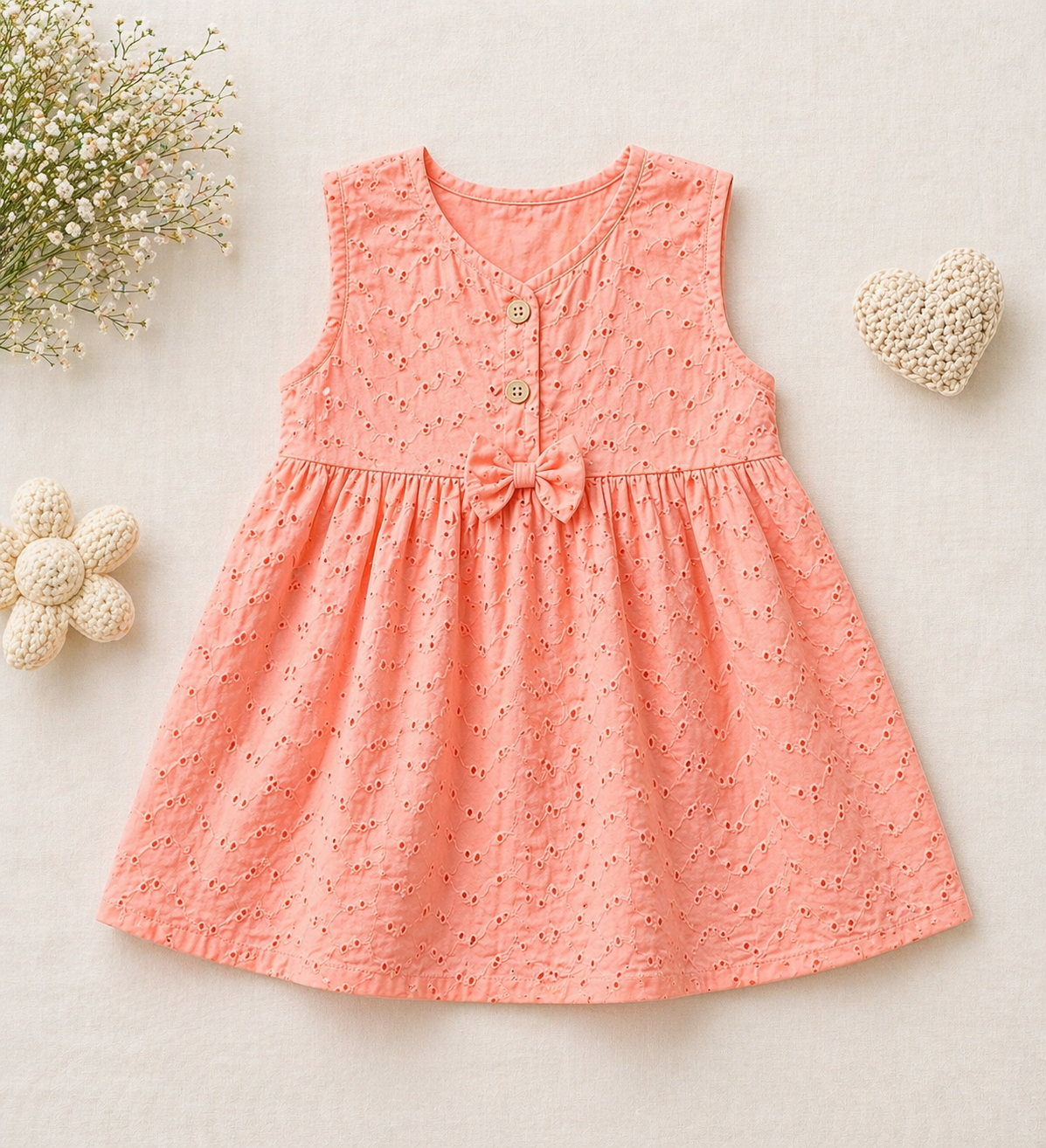 Pure Cotton Hakoba Frock – L (12–18 Months)