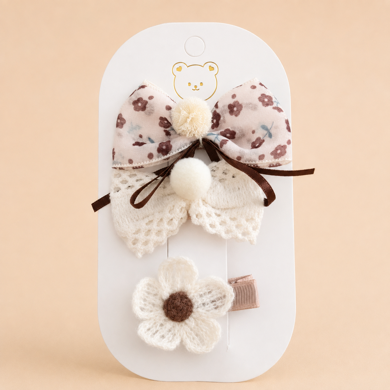 vintage Floral Ivory Bow